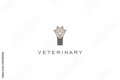 Template logo design solution for veterinary clinic or doctor with paw image