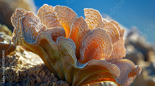 Captivating Close-Up of the Welwitschia (Welwitschia mirabilis) Against the Majestic Desert Background photo