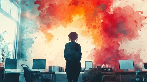 Wallpaper Mural Professional Woman in Watercolor Style Office Setting Torontodigital.ca