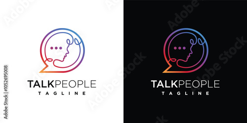 Chat bubble family people logo design template. People and chat bubble logo icon.