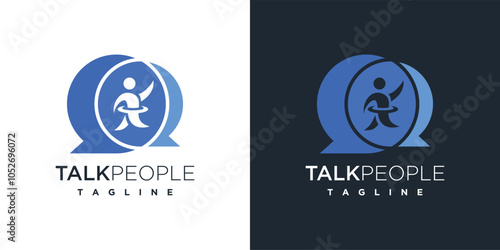 Chat bubble family people logo design template. People and chat bubble logo icon.