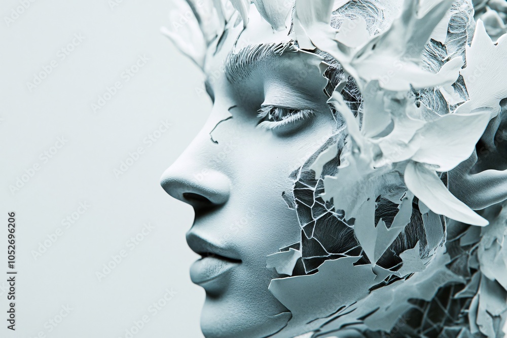 Monochromatic Portrait with Abstract Floral Elements Monochromatic Portrait with Abstract Floral Elements