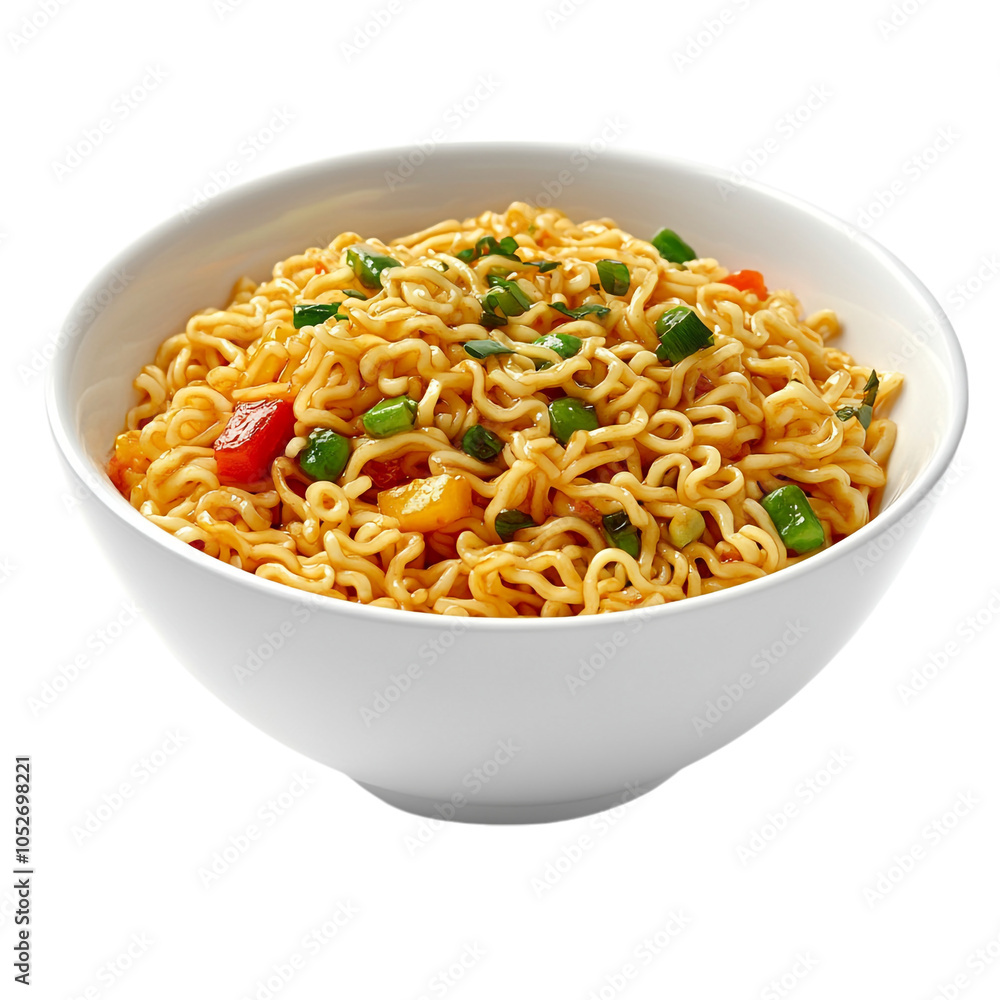 Mall Souvenir Noodles in a White Bowl on transparent background Mall Souvenir Noodles in a White Bowl on transparent background