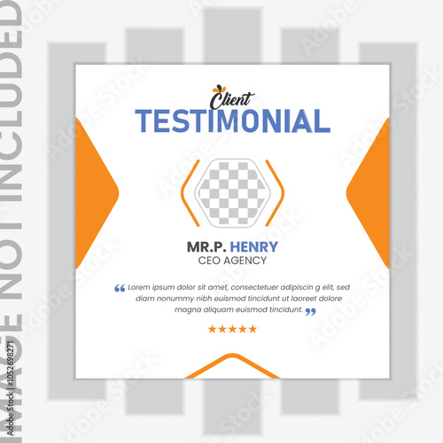 Clients feedback or testimonial web banner for social media post.