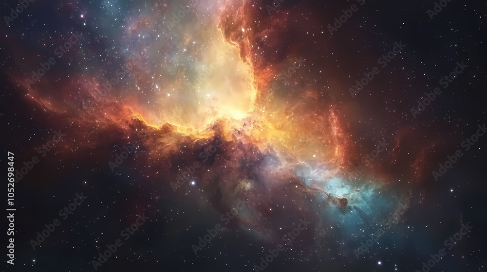 Fototapeta premium Luminously intricate ethereal galactic abstract galaxy in space. Galactic Nebula. Illustration