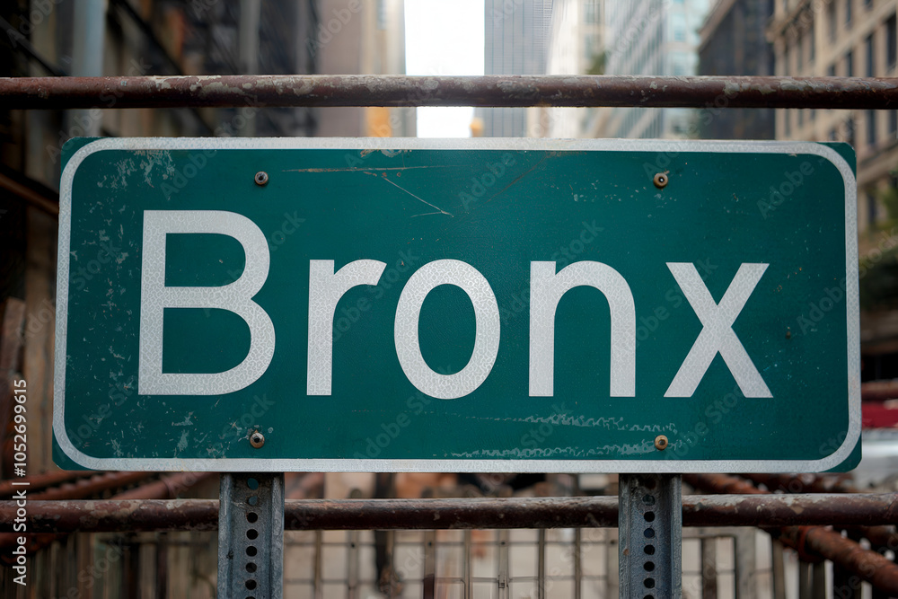 Green Road Sign, Bronx, New York City Area, Directional Urban Signage Green Road Sign, Bronx, New York City Area, Directional Urban Signage