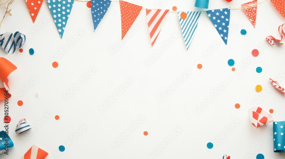 Obraz premium Festive Party Background with Colorful Bunting and Confetti