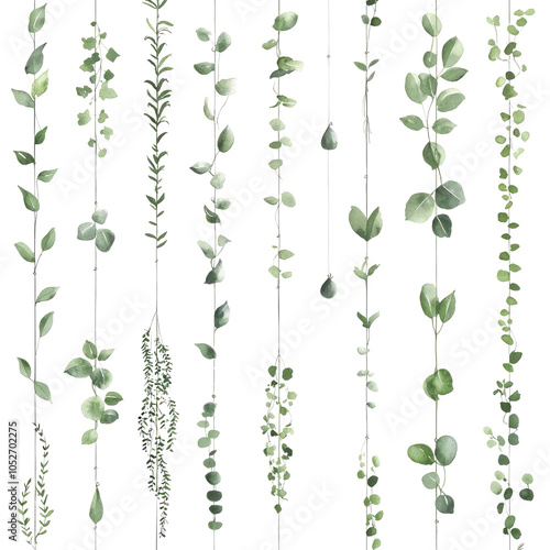 Hanging Greenery Illustration - Watercolor Style