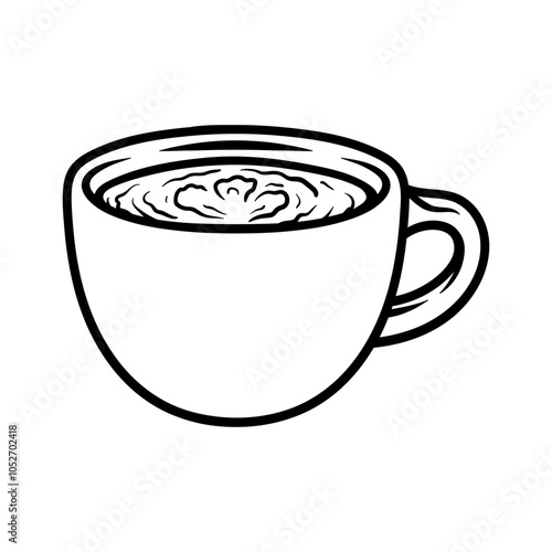 coffee latte drawing coloring line art style sketch classic vintage design illustration