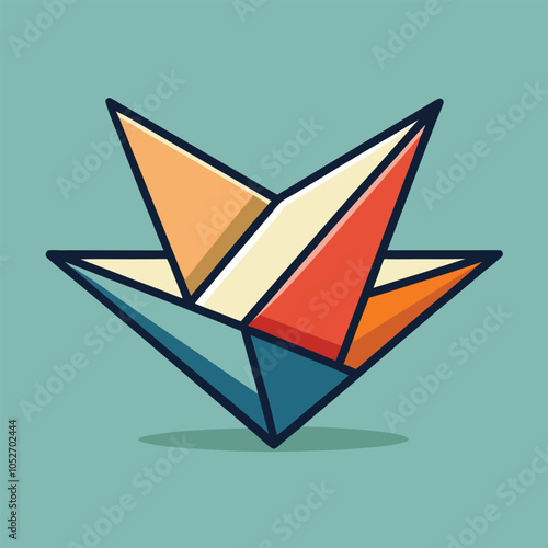 Free Download Abstract geometric origami shape with colorful patterns. - GFXLoad