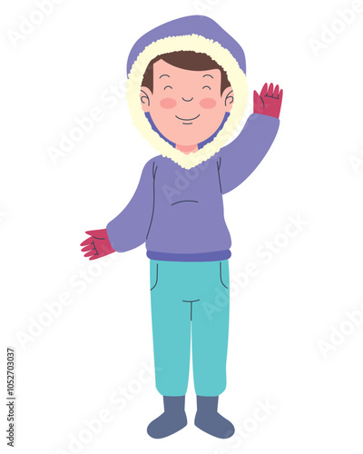 little boy wearing winter clothes