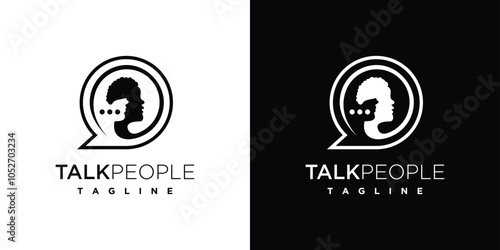 Chat bubble family people logo design template. People and chat bubble logo icon.