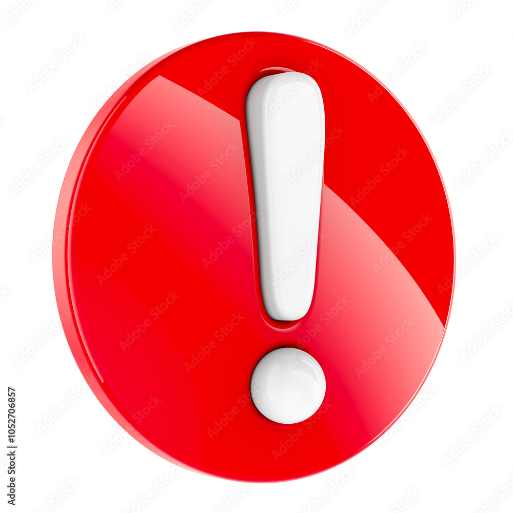 Exclamation mark, red sign. 3D rendering isolated on transparent background Exclamation mark, red sign. 3D rendering isolated on transparent background