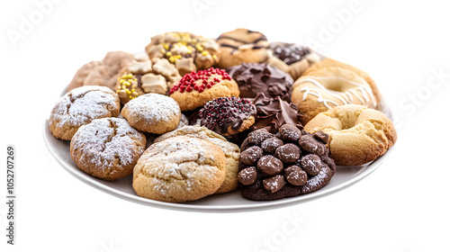 Christmas Cookies on Plate on White Background,