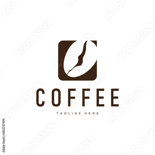 coffee bean logo silhouette design with simple concept coffee illustration template