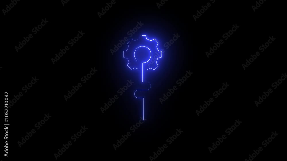 neon line gear and networking system. Neon line Setting gear circle icon glowing neon animation neon line gear and networking system. Neon line Setting gear circle icon glowing neon animation