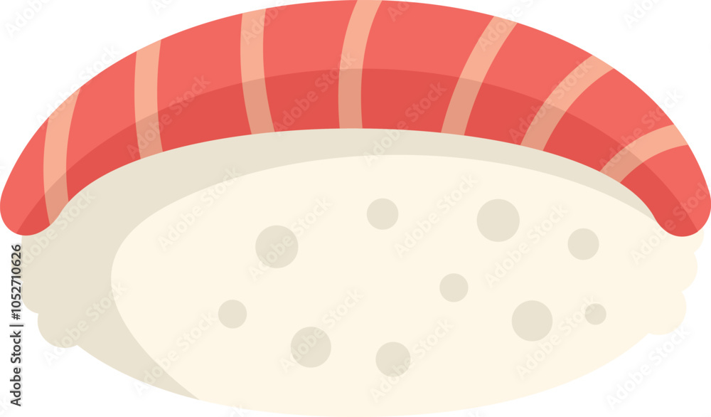 Simple illustration of a single nigiri sushi with a topping of tuna, a staple of japanese cuisine Simple illustration of a single nigiri sushi with a topping of tuna, a staple of japanese cuisine