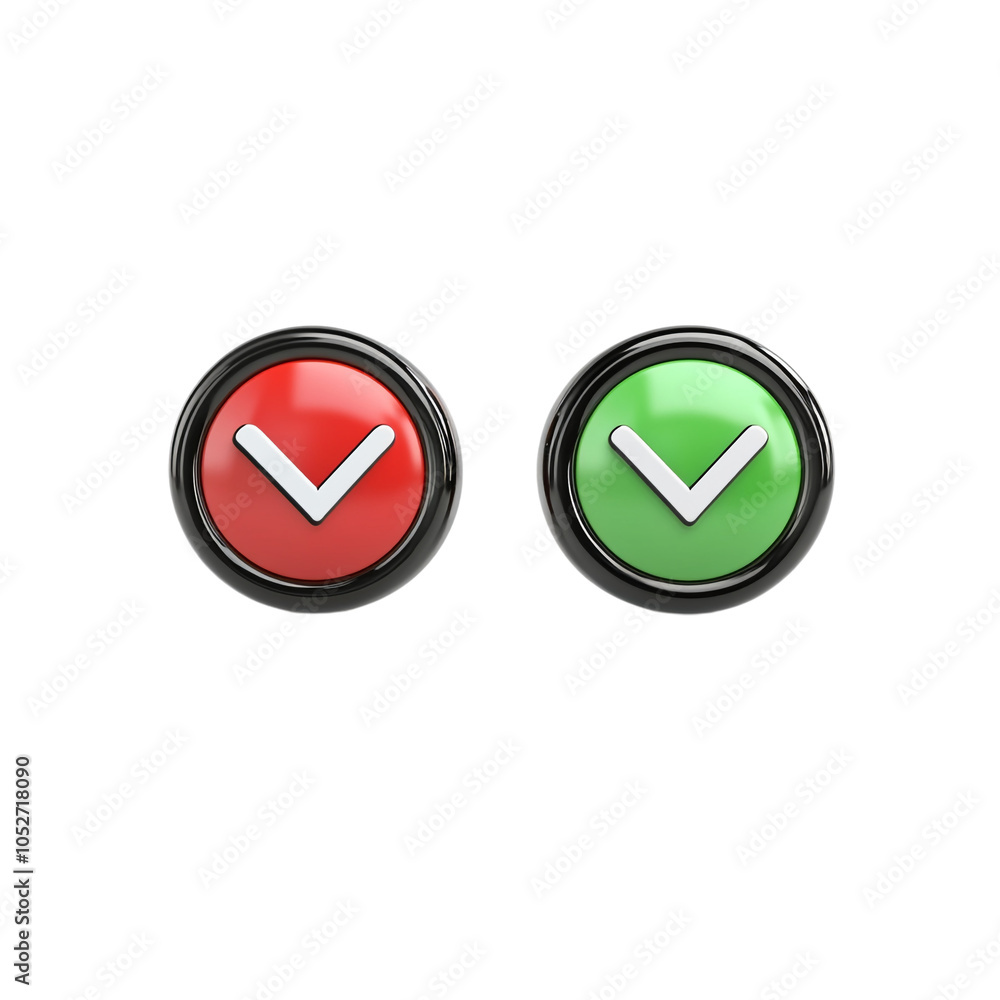 NO red button and YES green button on a transparent background NO red button and YES green button on a transparent background