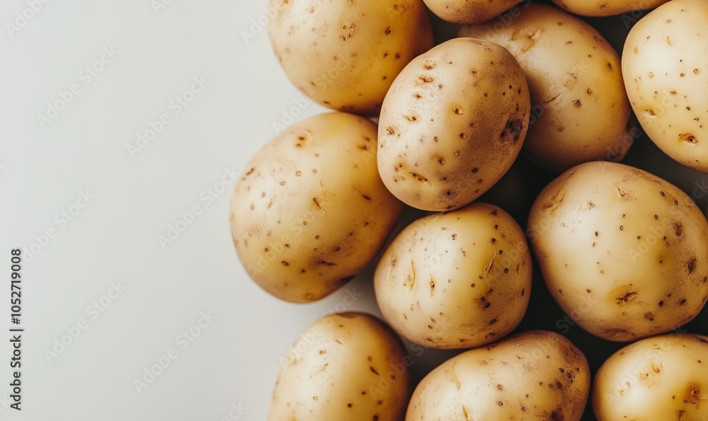 Close up of fresh Potatoes on a white Background Close up of fresh Potatoes on a white Background