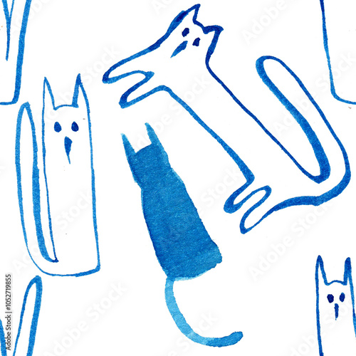 small cats in watercolor.
Hand painted