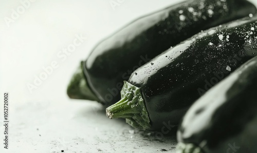 Close up of fresh Poblanos on a white Background photo