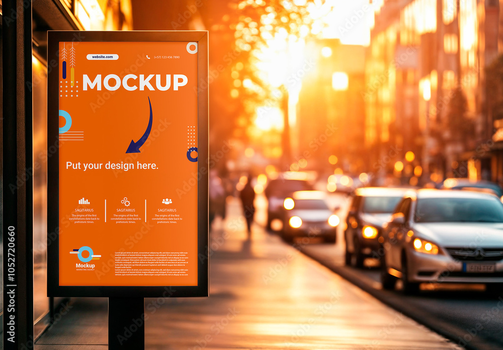 Poster on an Urban Bus Stop Mockup generative ai Stock Template | Adobe ...