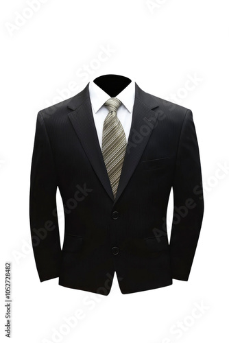 Formal Black Suit with Striped Tie