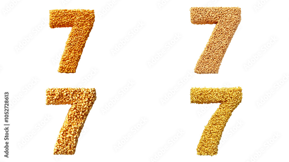 Number Seven Made of Cereal Grains - 3D Render Number Seven Made of Cereal Grains - 3D Render