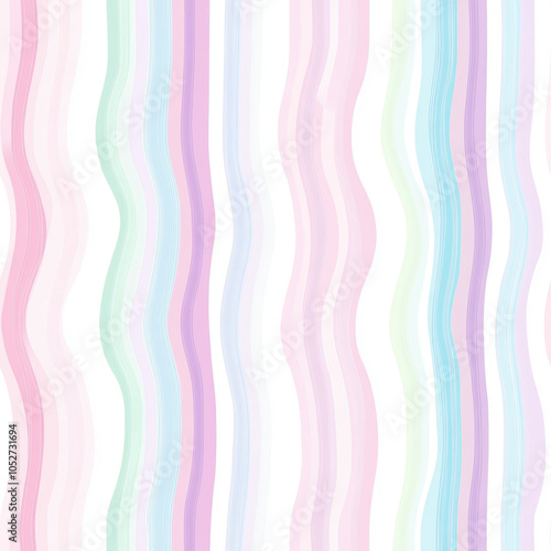 seamless tile pattern featuring flowing, abstract pastel rainbows combined with soft, cloud-like shapes.