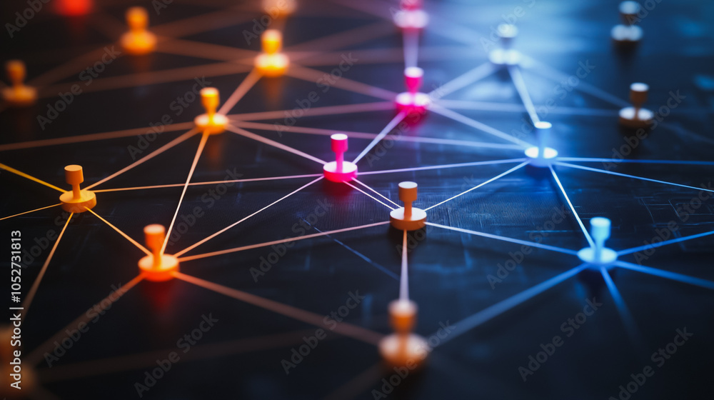 abstract professional business team people innovation connection of line from nail node to node on map background , networking concept abstract professional business team people innovation connection of line from nail node to node on map background , networking concept