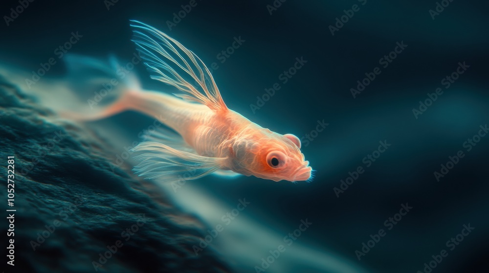 Ethereal fish gliding through a mystical underwater realm, AI Ethereal fish gliding through a mystical underwater realm, AI