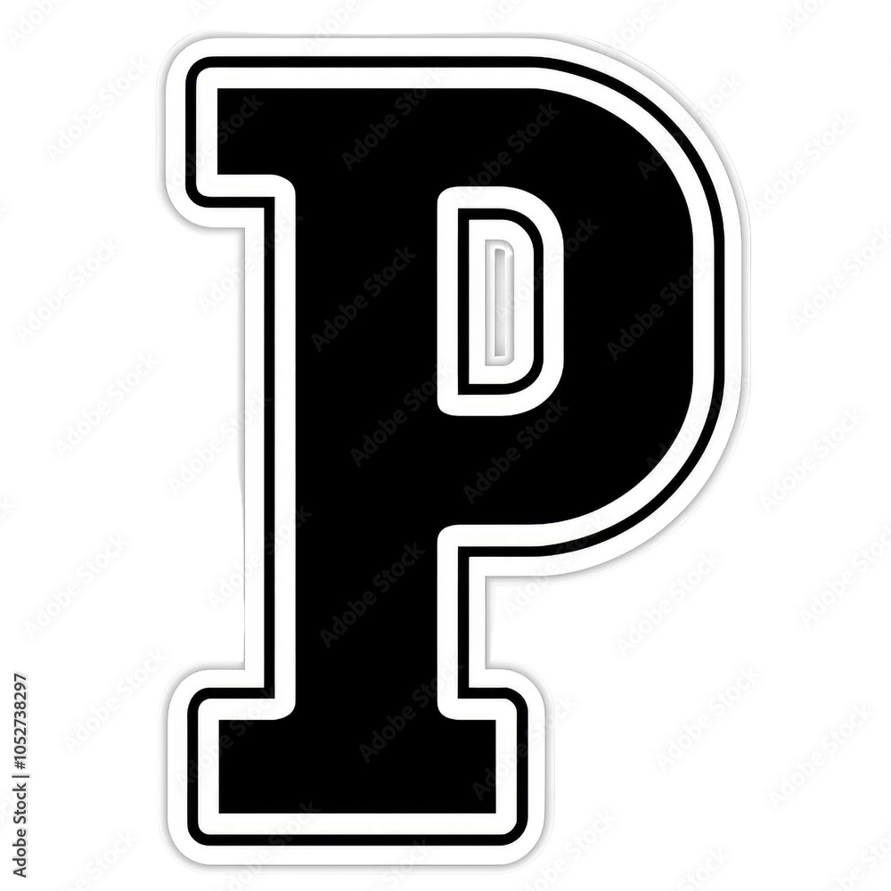 Black and White Varsity Letter P Black and White Varsity Letter P