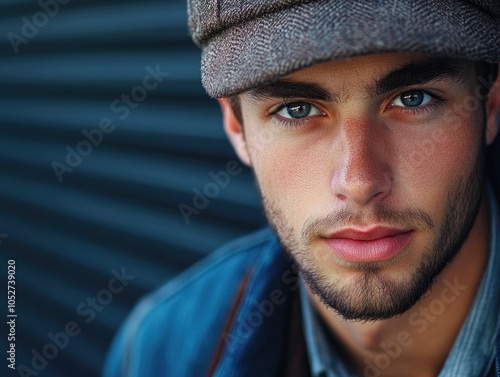 Rugged Gaze: The Brooding Male Model photo