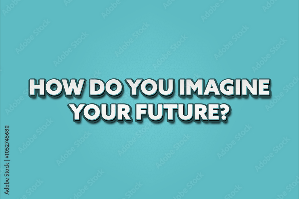 How do you imagine your future. A Illustration with white text isolated on light green background. How do you imagine your future. A Illustration with white text isolated on light green background.