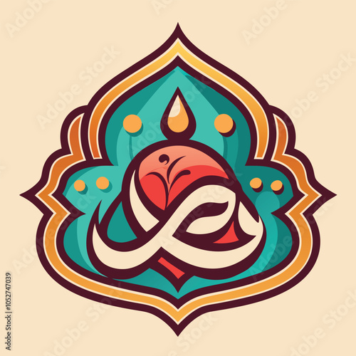 Intricate Arabic calligraphy in a vibrant, colorful design.