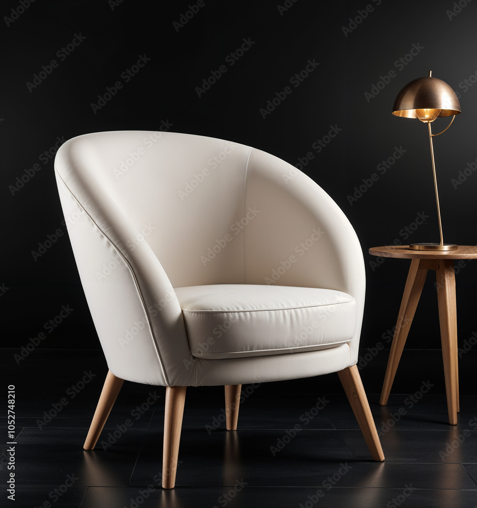 Chic Simplicity: Modern Armchair Paired with Sophisticated Lighting