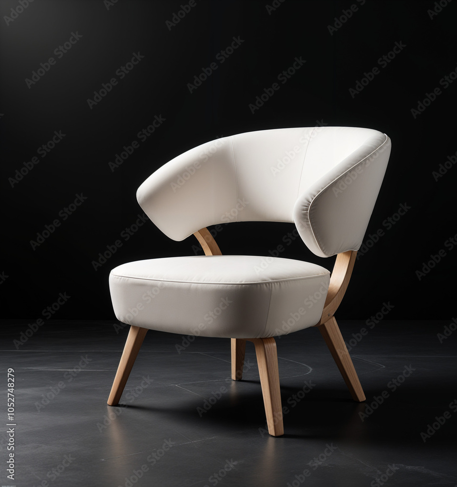 Contemporary Armchair with Textured Fabric and Sleek Wooden Legs