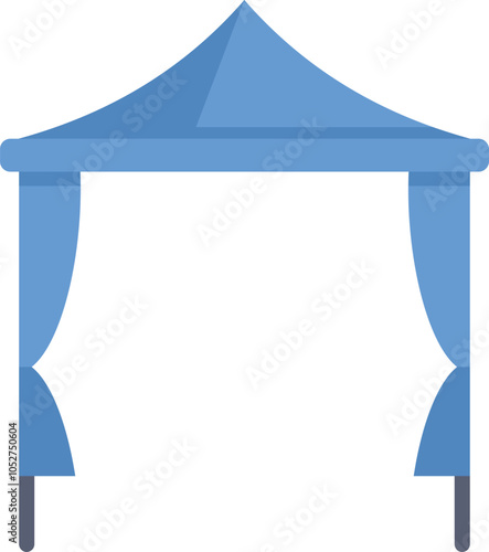 This blue event tent is providing shelter for outdoor events, with its sturdy construction and elegant design