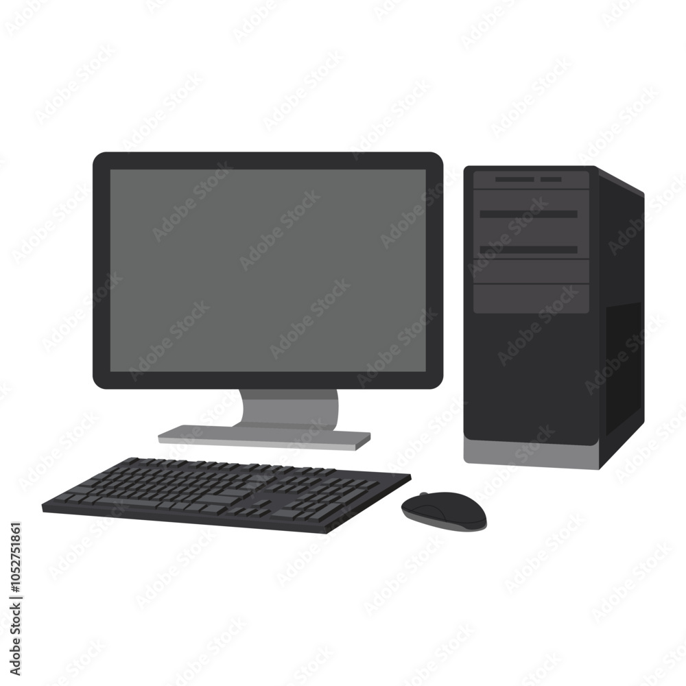 Flat design illustration of computer set Flat design illustration of computer set