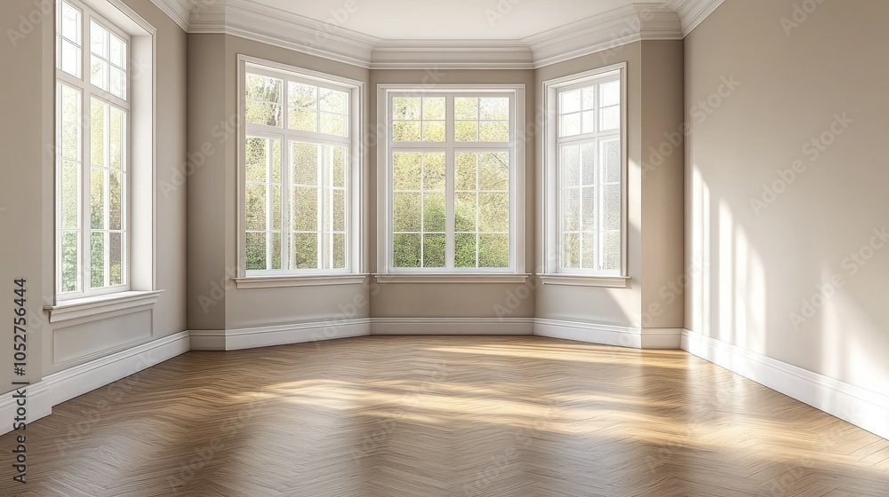 Bright and Airy Empty Room with Large Windows Bright and Airy Empty Room with Large Windows