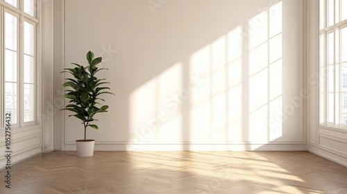 Wallpaper Mural Bright and Airy Room with Indoor Plant Torontodigital.ca