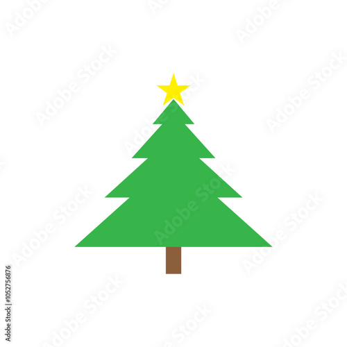 christmas tree vector with star. Festive decoration symbol 