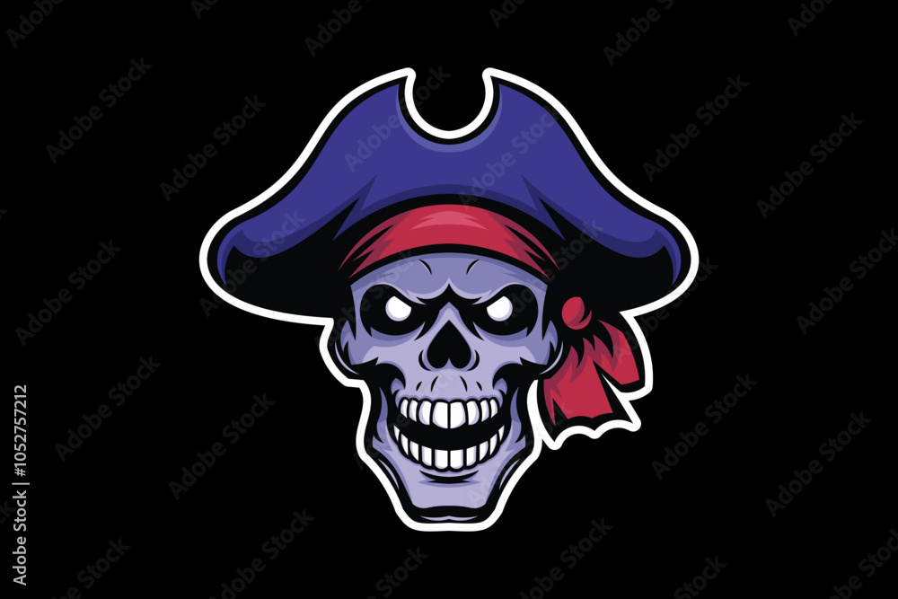 Angry Skull with Pirate Hat Illustration for Bold and Edgy Designs Angry Skull with Pirate Hat Illustration for Bold and Edgy Designs