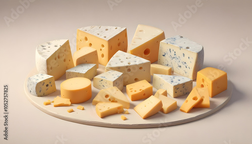 cheeses arranged on a colored surface photo