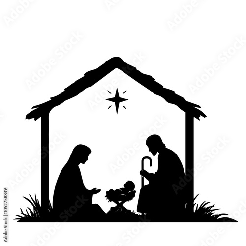 Nativity Scene Silhouette The miraculous and holy birth of Jesus Christ 
