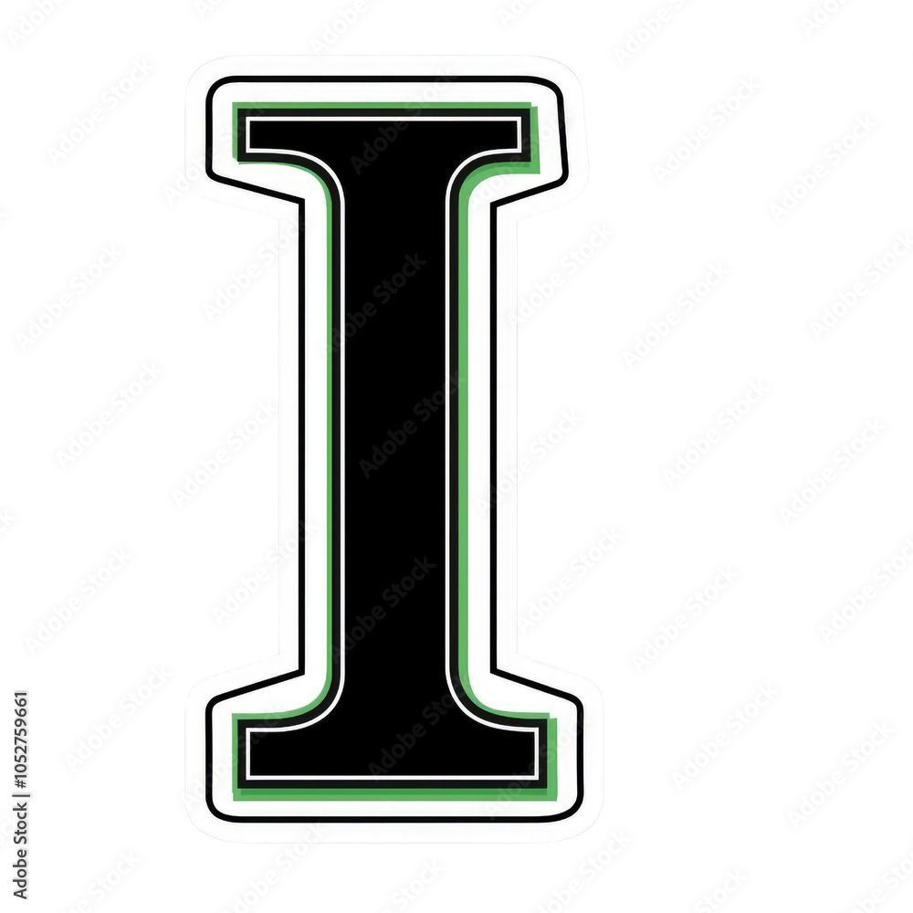 Green and White Outline Letter I Green and White Outline Letter I