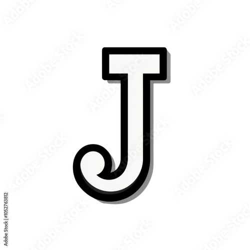 White J with Black Outline and Drop Shadow