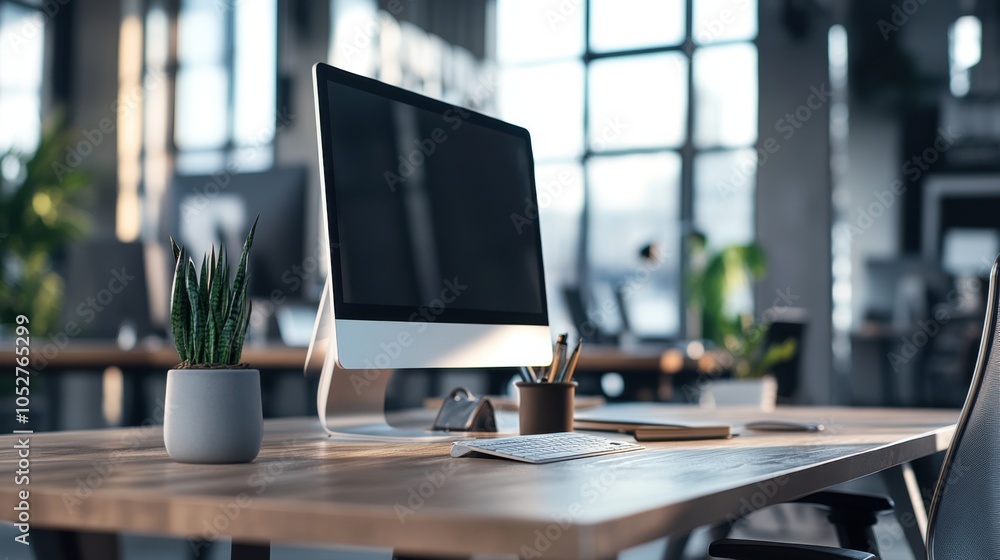 custom made wallpaper toronto digitalBusiness computer with a high-resolution monitor, used by a professional in a modern