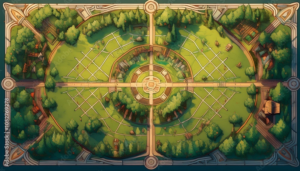 Fototapeta premium DnD Battlemap Elven Grove Enchanting Forest Adventure AI Generate