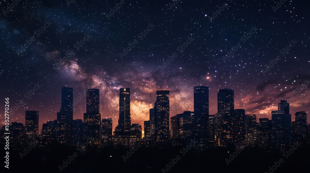 Fototapeta premium The capital city skyline illuminated by a mix of modern and classic architecture, with